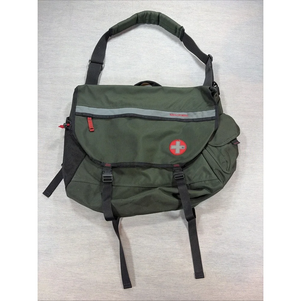 Vintage Abercrombie & Fitch A-22 Ballistic Nylon Messenger Bag Green 90s